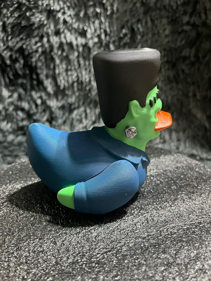 Hand-Painted Frankenstein 3D Printed Rubber Duck - Adorable Halloween Collectible and Jeep Decor