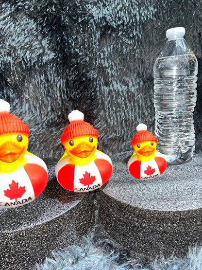 Hand-Painted Canadian Maple Leaf 3D Printed Rubber Duck - Unique Souvenir & Decor