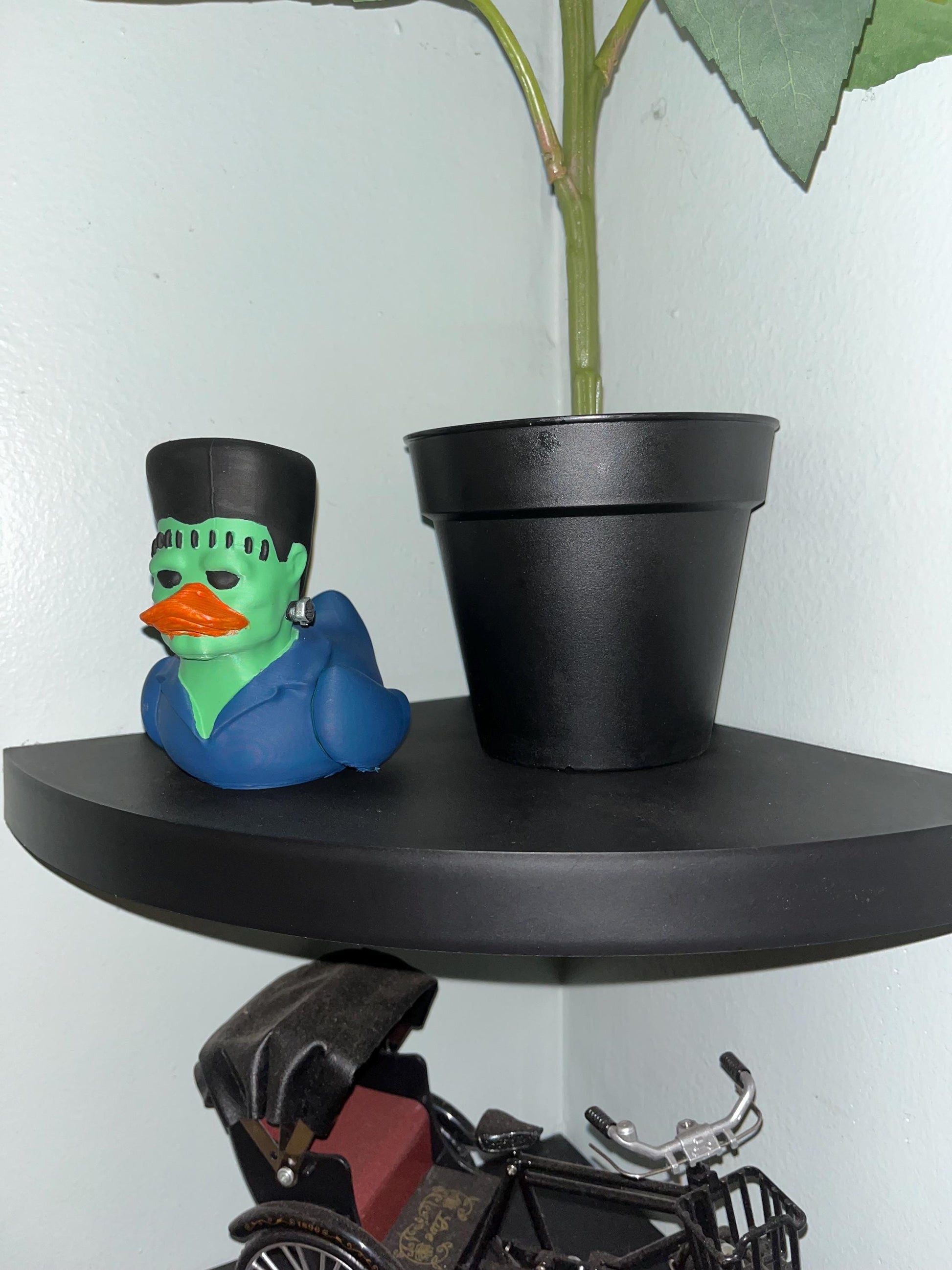 Hand-Painted Frankenstein 3D Printed Rubber Duck - Adorable Halloween Collectible and Jeep Decor