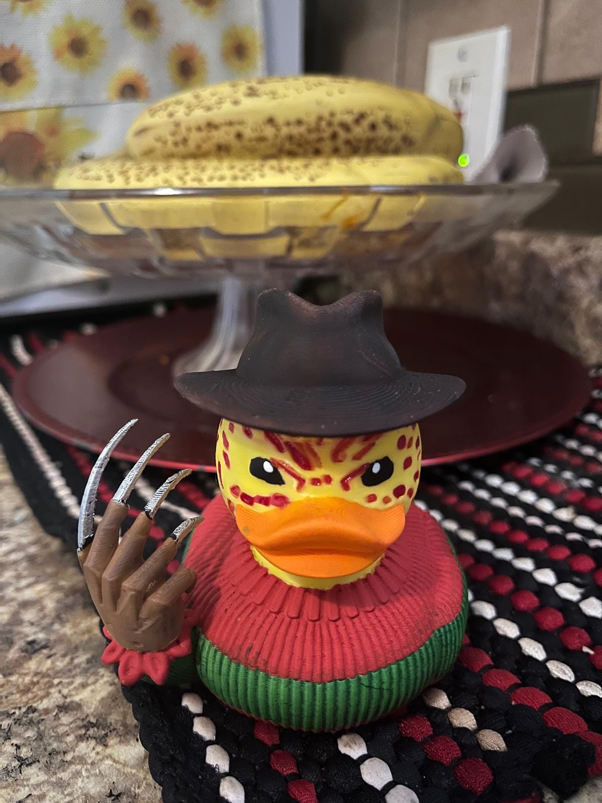 Horror-Themed 3D Printed Nightmare Duck with Clawed Glove - Collectible