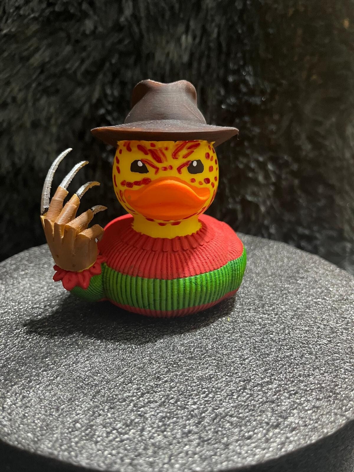 Horror-Themed 3D Printed Nightmare Duck with Clawed Glove - Collectible