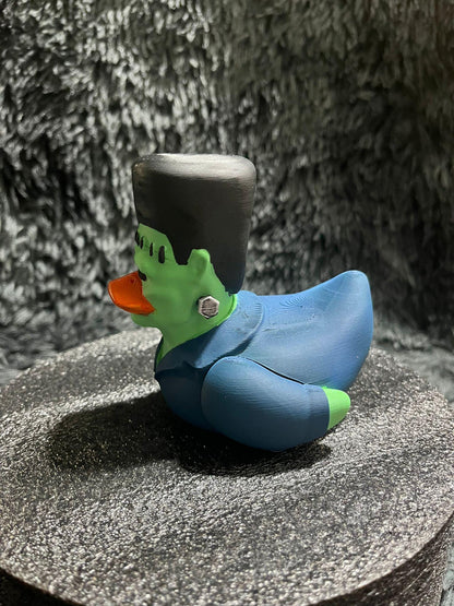 Hand-Painted Frankenstein 3D Printed Rubber Duck - Adorable Halloween Collectible and Jeep Decor