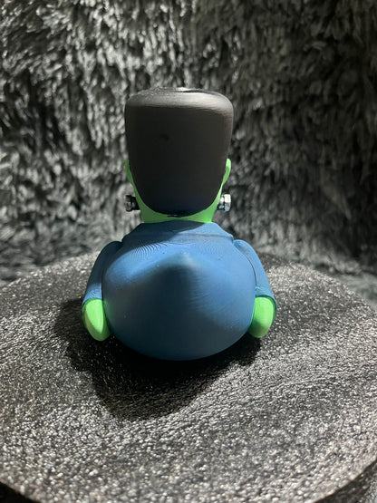 Hand-Painted Frankenstein 3D Printed Rubber Duck - Adorable Halloween Collectible and Jeep Decor