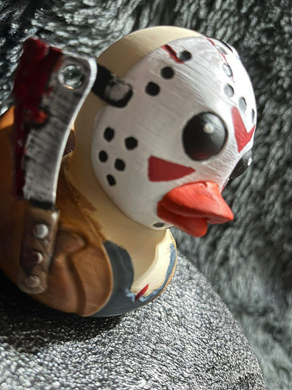 Spooky Horror-Themed Hockey Mask 3D printed Duck - PLA Collectible Creepy Gift Decor