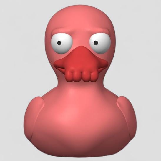 Crustacean Duck | 3D Printed Alien Doctor Duck | Red-Clawed Sci-Fi Duck Figurine