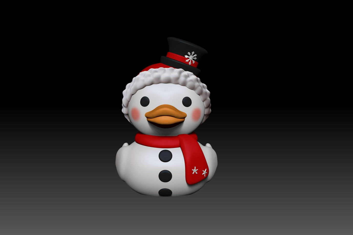 Snowman Winter Duck | 3D Printed Frosty Duck Figurine | Holiday Snow Duck Decor