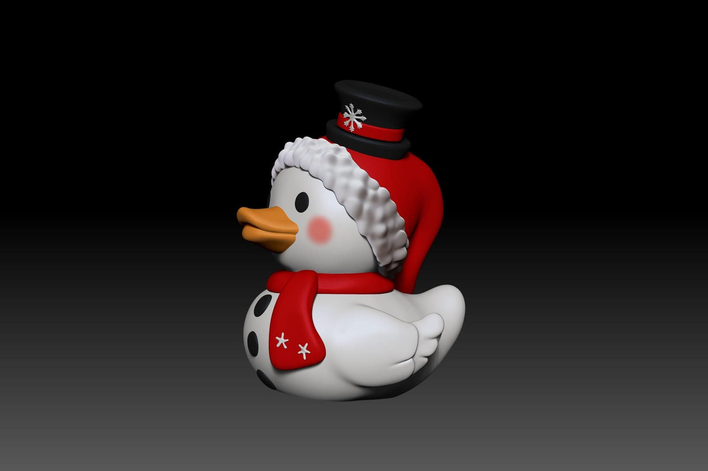 Snowman Winter Duck | 3D Printed Frosty Duck Figurine | Holiday Snow Duck Decor