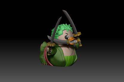 Green-Haired Swordsman Duck | 3D Printed Collectible Samurai-Inspired Duck | Triple Sword Warrior Duck Figurine