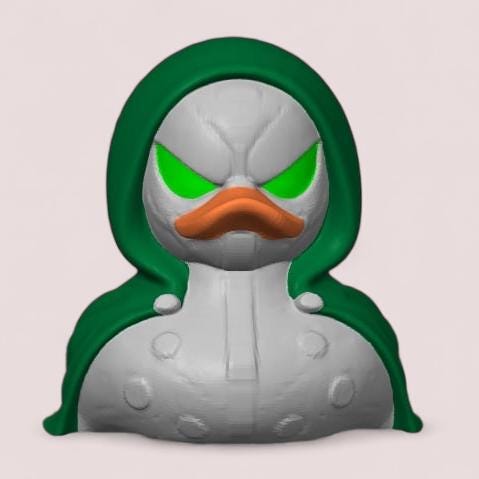 Masked Villain Duck | 3D Printed Sci-Fi Sorcerer Duck | Metal Mask Duck Figurine