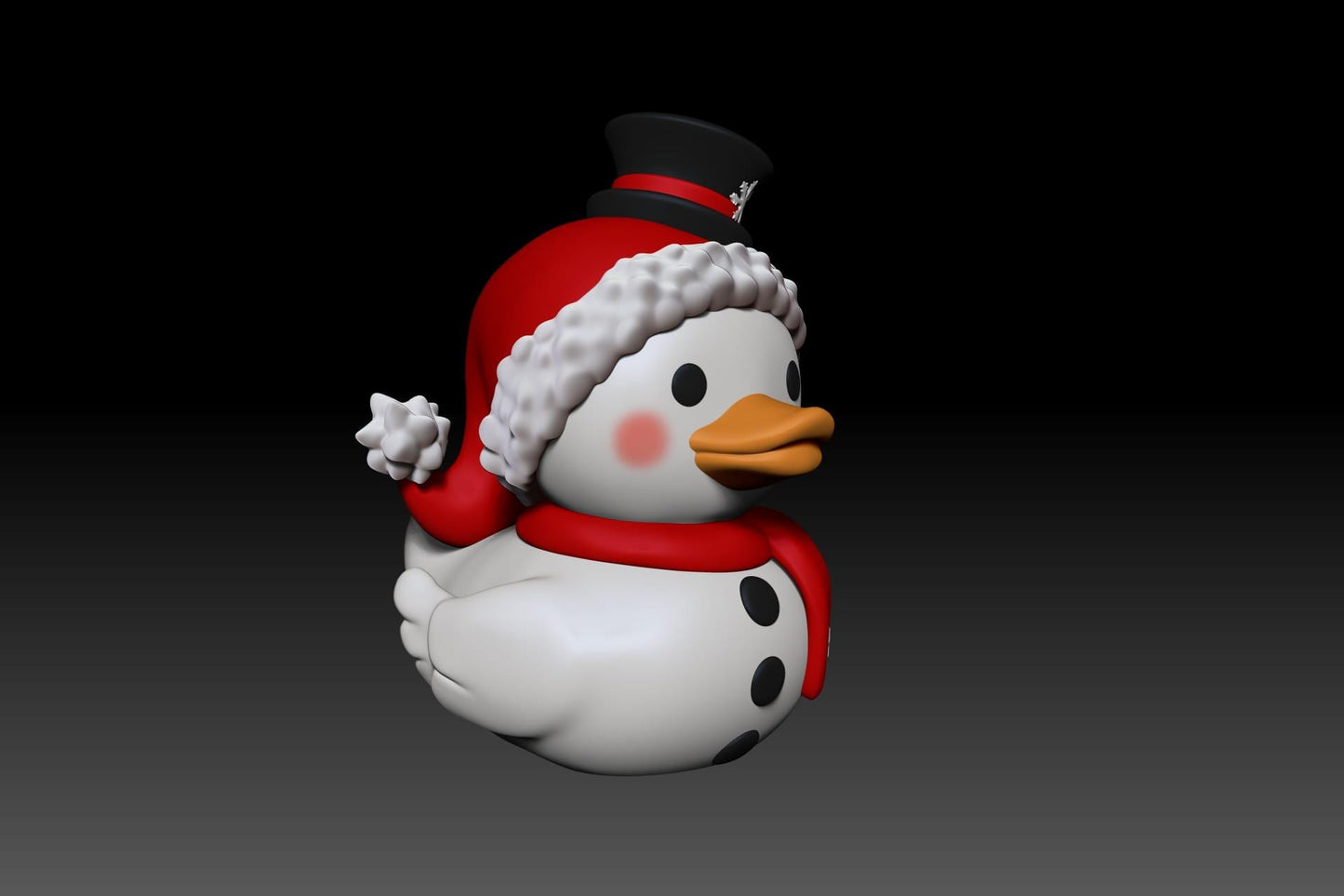 Snowman Winter Duck | 3D Printed Frosty Duck Figurine | Holiday Snow Duck Decor